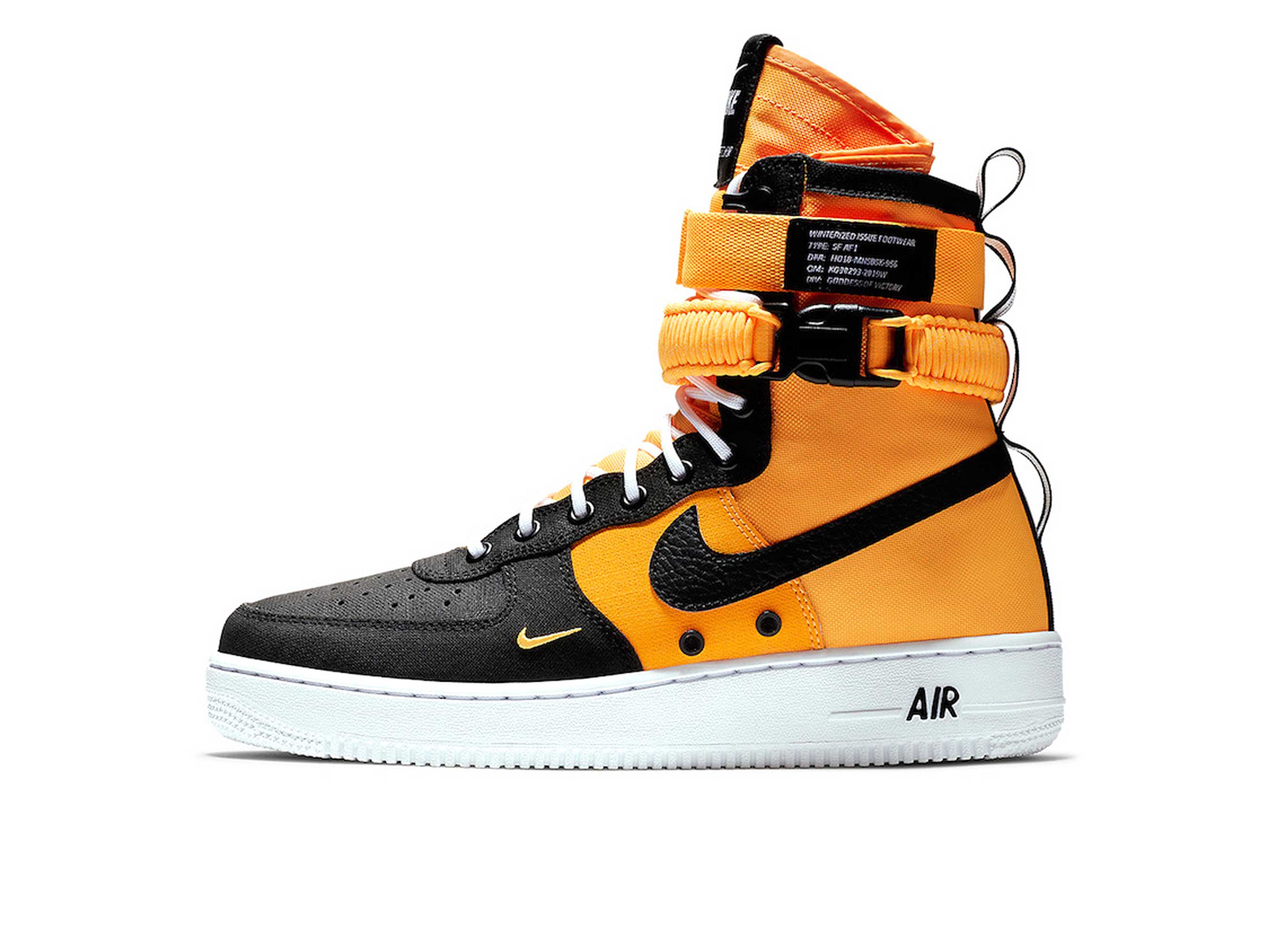 Nike Air Force 1 SF High Black/Orange, черный, оранжевый, кожа, нейлон, мужские