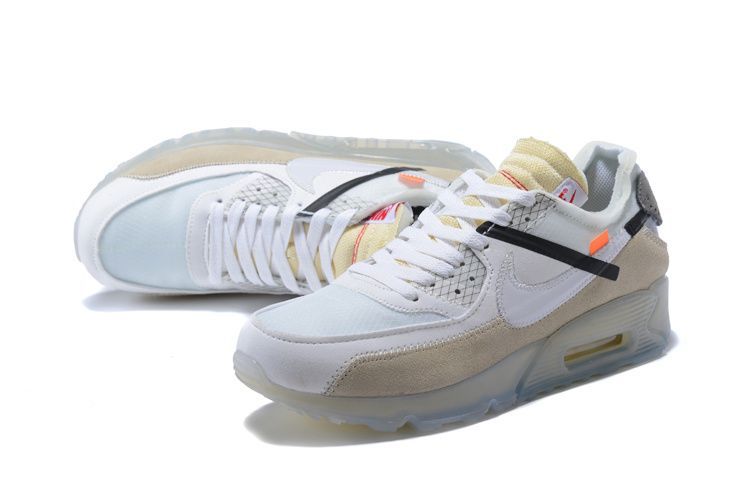 Nike Air Max 90  Off White X, белые, кожа, замша, мужские