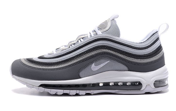 Nike Air Max 97, серый, белый, нейлон, кожа, мужские