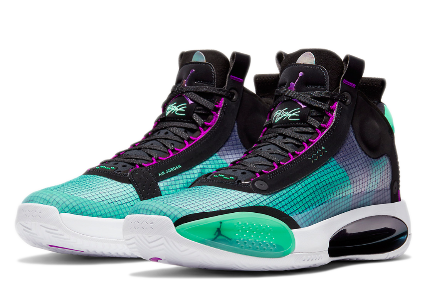 Nike Air Jordan 34 черно-зеленые, нейлон, мужские