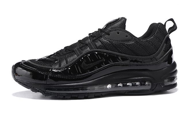 Nike Air Max 98 Supreme x Black, черные, кожа, текстиль, мужские, женские