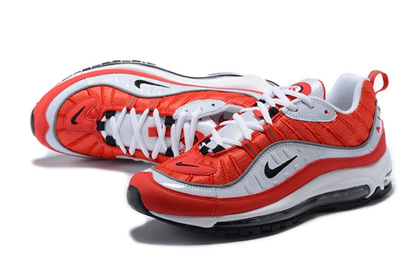 Nike Air Max 98 Red/White, белый, красный, кожа, текстиль, мужские, женские
