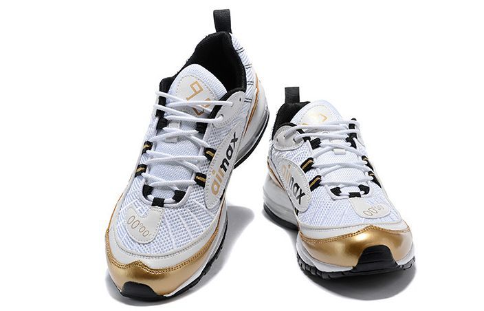 Nike Air Max 98 White/Gold, белый, золотой, кожа, текстиль, мужские